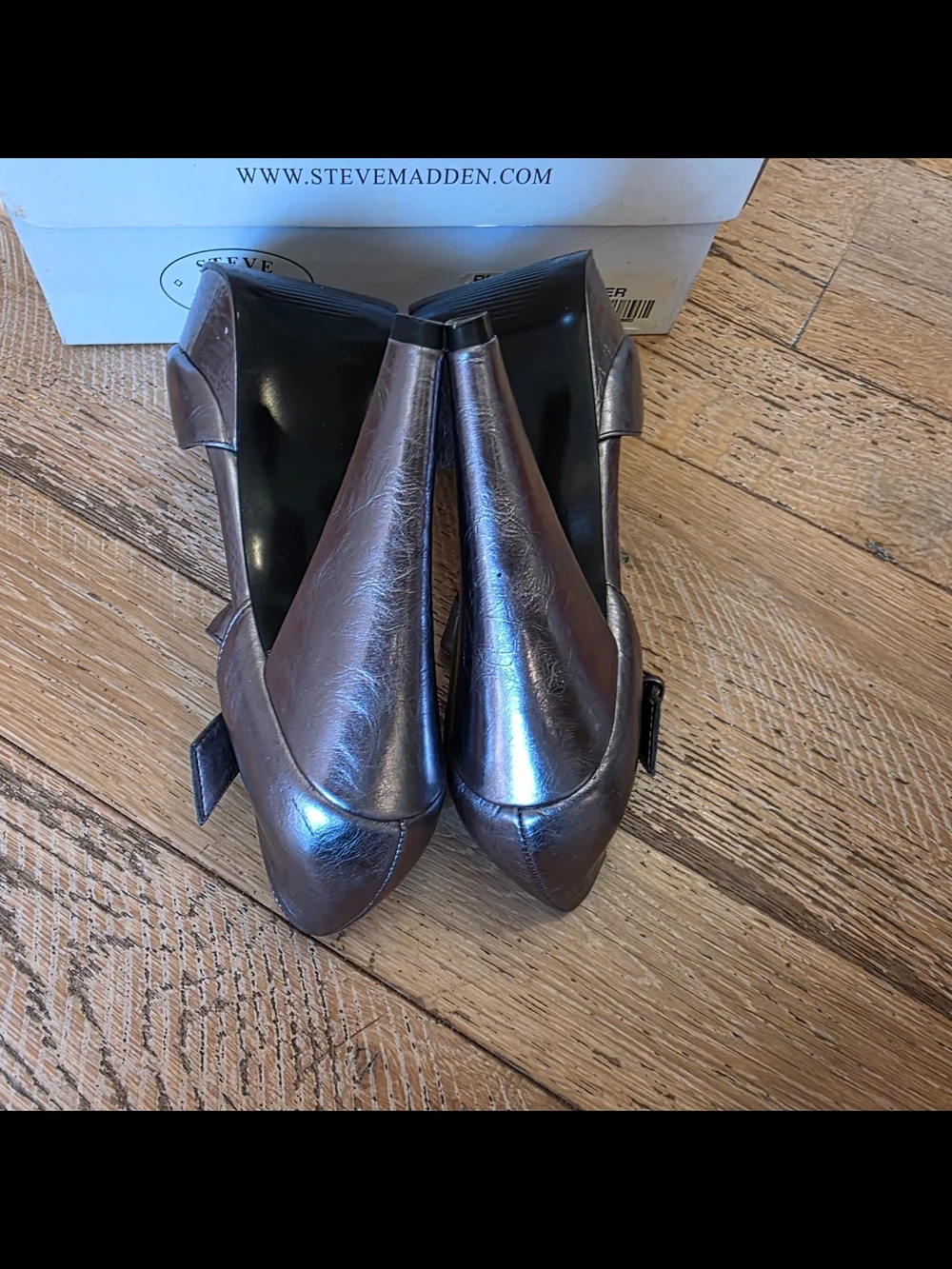 2008 Vintage Steve Madden Leather 'Rufles' Metallic Platform Heels glam mcbling